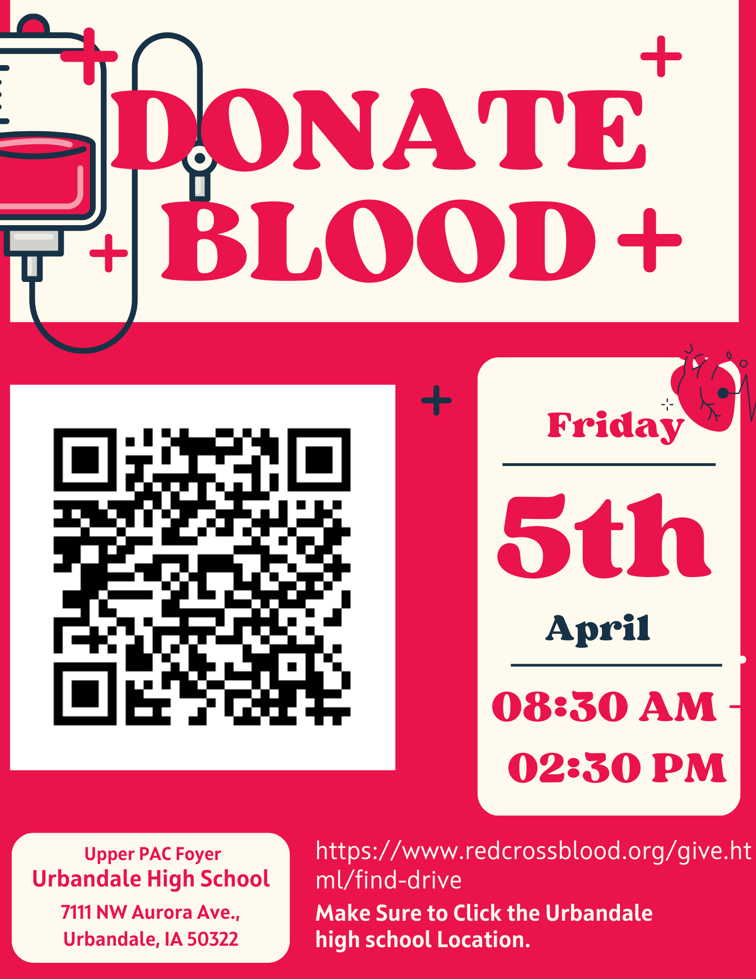 Red Flat Design Donate Blood Flyer